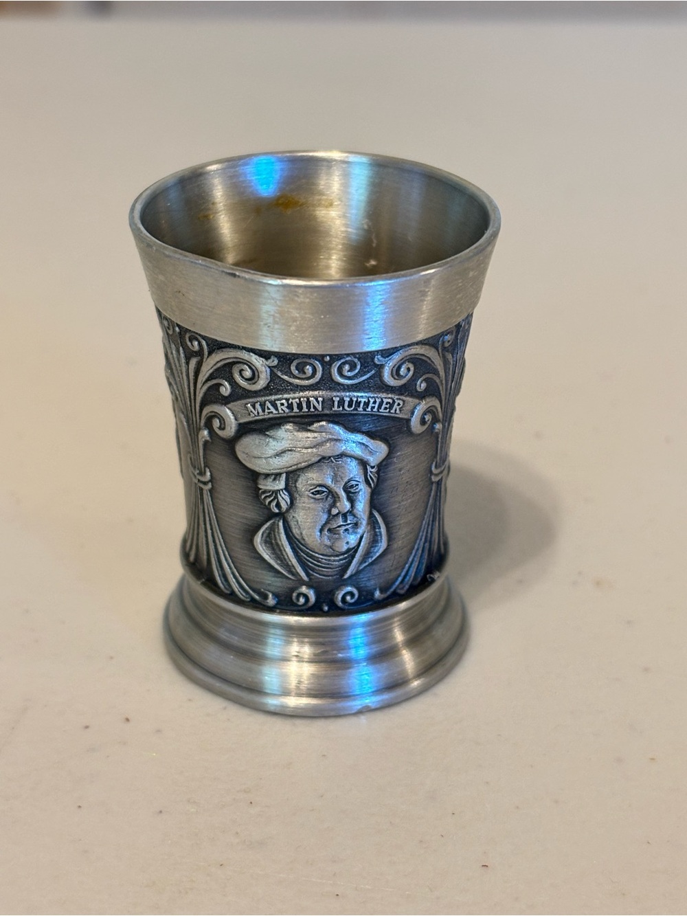 Decorative Pewter Martin Luther Shot Glass - Pewter Finish